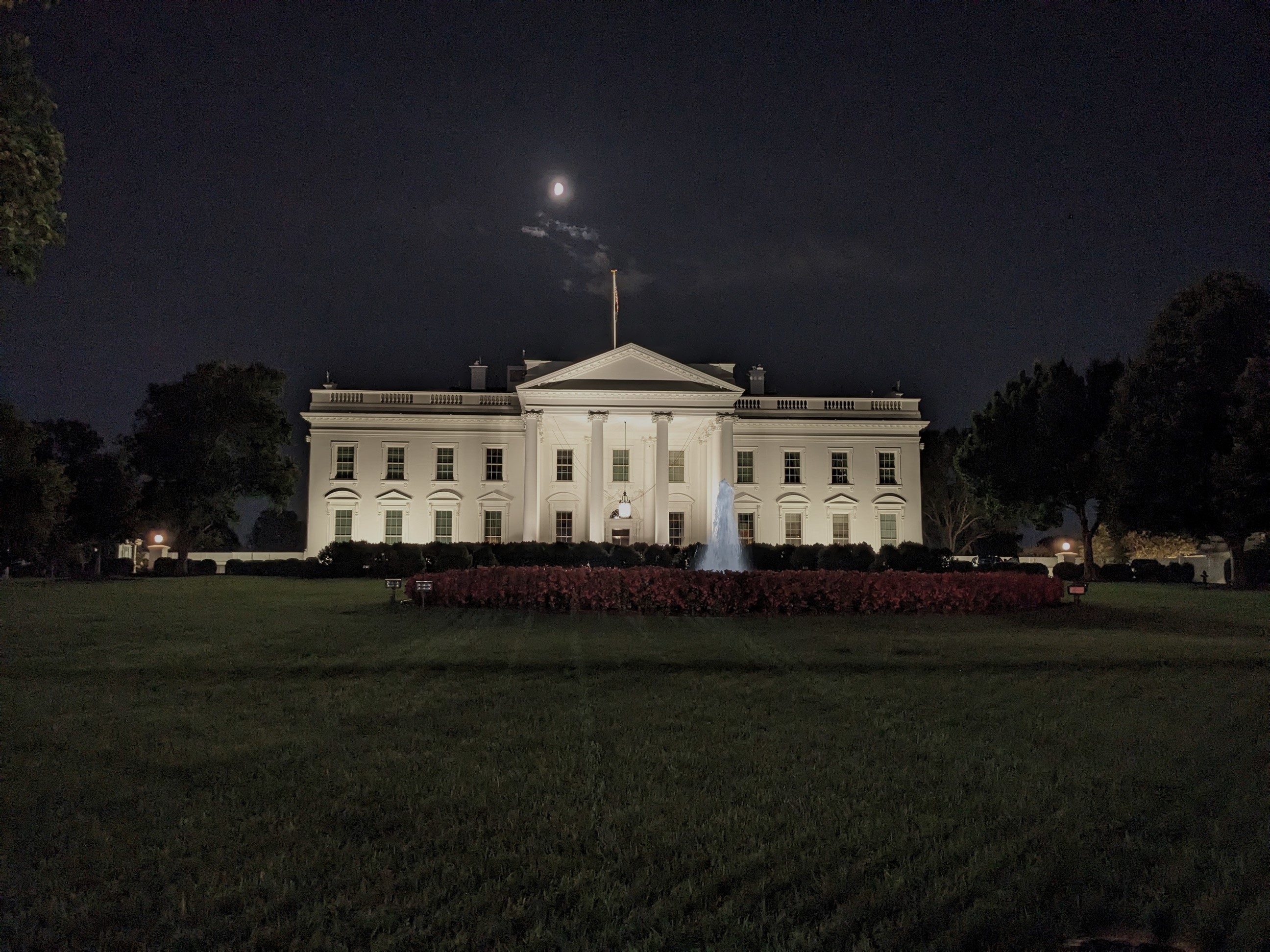 The white house at night.